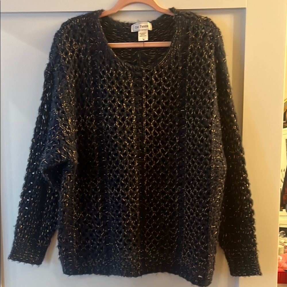 Ces Femme Blue Chunky Knit Crew Neck Sweater